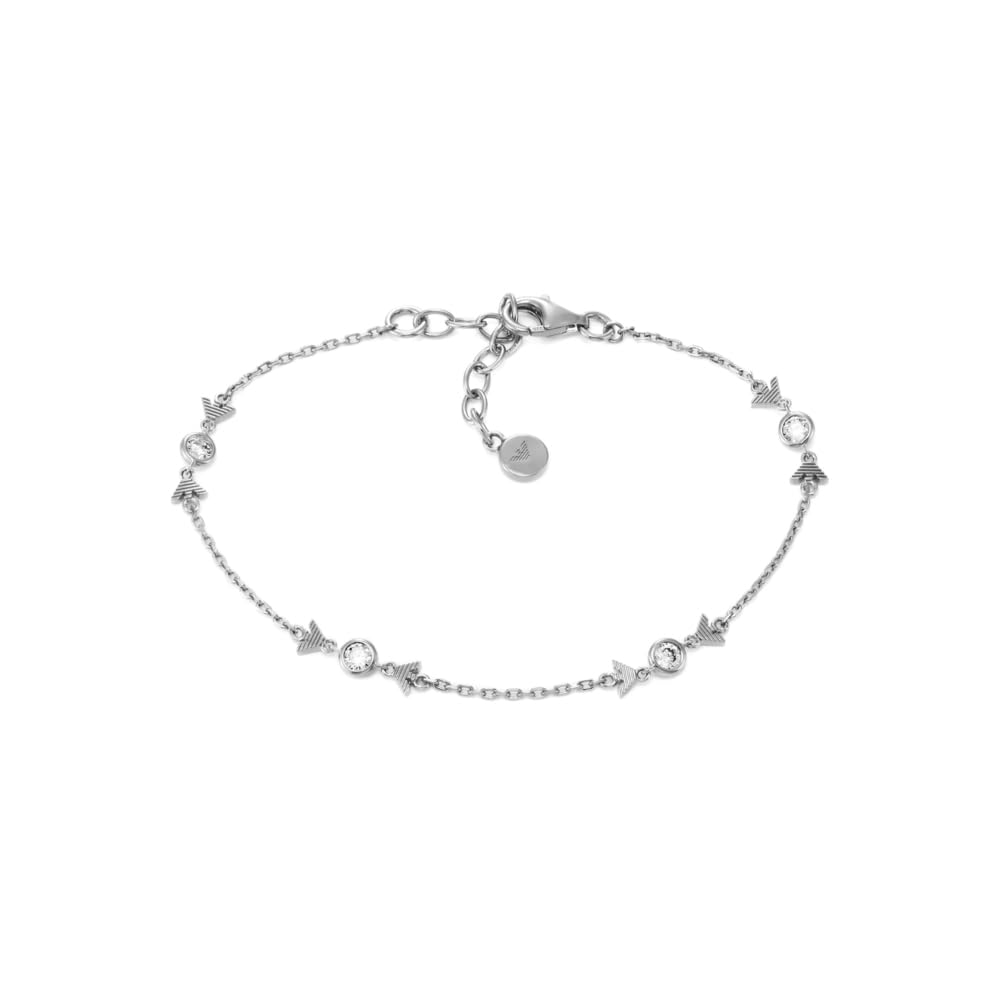 Emporio Armani Pulsera de plata de ley para mujer, EG3616040, Eine Grösse, No es una piedra preciosa, Plata plomo