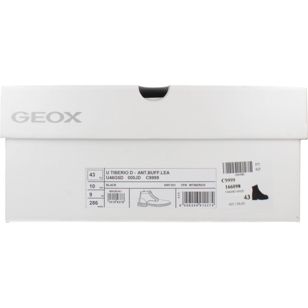 Geox U Tiberio D, Bota de Tobillo Hombre, Black, 41 EU