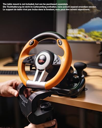 Speedlink DRIFT O.Z. - USB Volante para juegos de ordenador, color negro y naranja