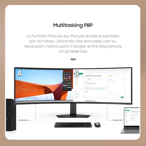 Samsung 49" Monitor ViewFinity S9 S95UF DQHD 5120 x 1440 32:9 120Hz 0 5ms(GTG) VESA DisplayHDR 400 USB-C Multitasking PBP KVM Switch Altavoces Integrados Negro LS49F950UAUXEN 2025