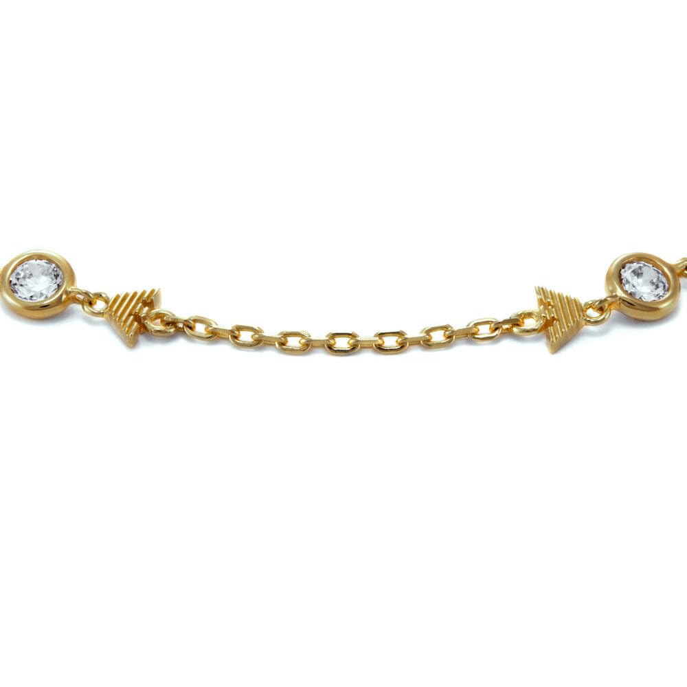 Emporio Armani Pulsera de plata de ley dorada para mujer, EG3619710, Eine Grösse, No es una piedra preciosa, Oro Amarillo