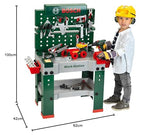 Theo Klein 8485 Banco de trabajo N.º 1 de Bosch I 150 piezas I Incluye destornillador eléctrico, set de construcción, máquina amoladora y mucho más I Medidas: 62 cm x 42 cm x 100 cm
