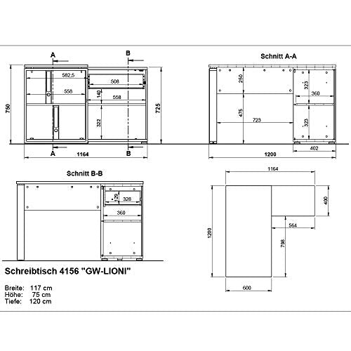 Germania Conjunto de Muebles de Oficina, BxHxT: 320x197x117 cm
