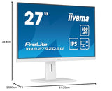 iiyama XUB2792QSU-W6 27" Blanco Panel IPS, 2560x1440100Hz, 0,4ms (MPRT), FreeSync, 15cm Regulable en Altura, Pivotante, 250cd/m², HDMI, DisplayPort, Altavoces, USB 4x3.2