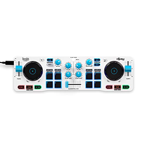 Hercules DJControl Mix Blue Edition – Controladora de DJ Inalámbrica Bluetooth para Smartphones - Exclusiva de Amazon