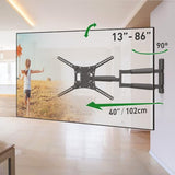 Barkan Soporte TV de Pared 102cm de Largo Inclinable y Giratorio, Articulado para Pantallas de 13-86 Pulgadas, Peso máximo 60Kg, Ultra Extensible, para LED OLED LCD, hasta VESA 600x400