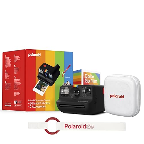 Polaroid Go Generation 2 - Mini cámara instantánea Negra + Paquete de película (16 Fotos Incluidas) y Accesorios Go (álbum de Fotos + Correa de muñeca) - 6541
