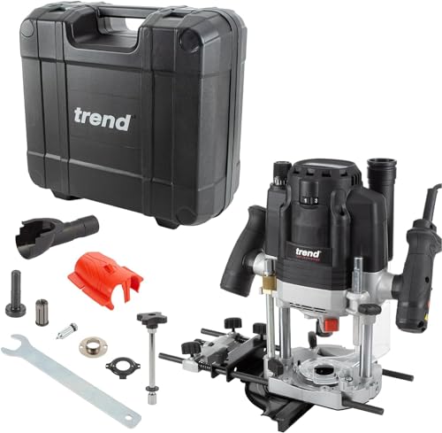 Trend T8 Fresadora de Taller de Inmersión Doble Modo 12mm, Diseñada para Uso Manual y en Banco de Fresado, 2200W, 230V, Negro, T8EK/EURO