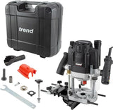 Trend T8 Fresadora de Taller de Inmersión Doble Modo 12mm, Diseñada para Uso Manual y en Banco de Fresado, 2200W, 230V, Negro, T8EK/EURO