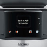 SEVERIN FILKA, cafetera de filtro totalmente automática, cafetera de filtro 5 en 1 con pantalla LED, molinillo, con jarra de cristal, negro mate/acero inoxidable, KA 9694