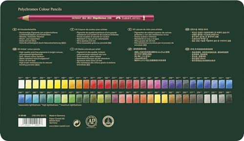 Faber-Castell 110060 - Estuche de Metal con 60 Ecolápices Polychromos - Multicolor