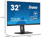 iiyama XUB3293UHSN-B5 32" Panel IPS, 3840x2160 UHD, 15cm Regulable en Altura, Pivotante, 350cd/m², 1000:1, 4ms, Altavoces, USB-C Dock (LAN, 65W PD), DisplayPort, HDMI, KVM, USB 3.0x2