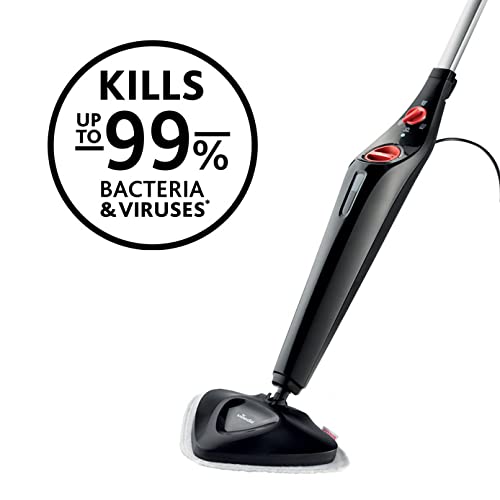 Vileda Steam PLUS + Recambio Power Pad, Mopa a vapor para una limpieza más higiénica, elimina el 99,9% de bacterias, óptima para alfombras y moquetas, apto par todo tipo de suelos