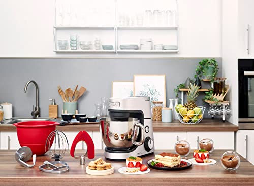 Krups Robot de cocina Master Perfect Gourmet KA631D, 1100 W, 8 velocidades, cuenco de acero inoxidable de 4,6 L, 5 accesorios: juego de hornear, cuenco flexible, acero inoxidable cepillado
