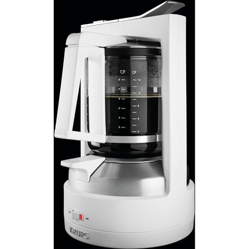 Krups KM468210 - Cafetera de goteo, 850 W, 1 L, acero inoxidable/vidrio, blanco