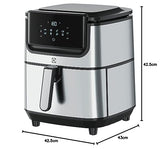 Electrolux E6Af1-6St Explore 6 Freidora de aire, 8 programas de cocina preestablecidos para cocina sana, potencia 1800 W, plata negra, ‎43 x 42,5 x 42,5 cm, 7,3 kg