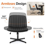 Sweetcrispy Silla de Oficina sin reposabrazos, Silla de Escritorio con Piel sintética, Silla de Lectura con cojín más Ancho para Sentarse en el Asiento de Sastre, Altura Regulable, Silla giratoria de