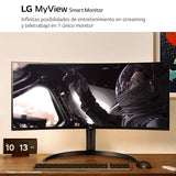 LG 34SR65QC-B - MyView Smart Monitor, 34", Panel VA, (3440x1440), 21:9, 100 Hz, 10ms Clasificación F, ThinQ App y Alexa, Negro
