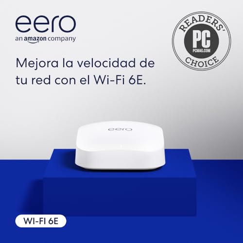 Router wifi de malla eero Pro 6E de Amazon | Con Ethernet de 2,5 Gb/s, 190 m2 de cobertura y capacidad para más de 100 dispositivos, para streaming, trabajo y videojuegos | 1 unidad, modelo de 2022