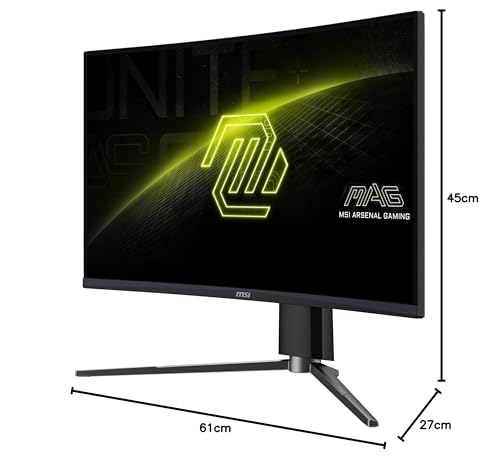 MSI mag 27CQ6PF Monitor Curvo Gaming WQHD 27 Pulgadas, 1500R 2560 x 1440 Rapid VA Panel, 180 Hz / 0.5ms (GtG, Min.), Adaptive-Sync, DP 1.4a, HDMI 2.0b CEC