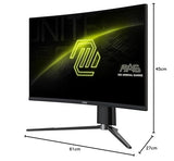 MSI mag 27CQ6PF Monitor Curvo Gaming WQHD 27 Pulgadas, 1500R 2560 x 1440 Rapid VA Panel, 180 Hz / 0.5ms (GtG, Min.), Adaptive-Sync, DP 1.4a, HDMI 2.0b CEC