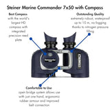 Steiner Optics Marine Commander 7x50 - Prismáticos Profesionales Impermeables con brújula, Calidad Alemana, imágenes cristalinas