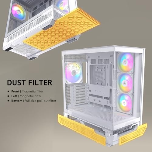 Antec C7 ARGB Blanco, Soporte de GPU RTX 40, 4 Ventiladores ARGB PWM de 120 mm incluidos, refrigeración Vertical, Tipo C de 10 Gbps, Paneles Frontales y Laterales de Vidrio Templado Continuo
