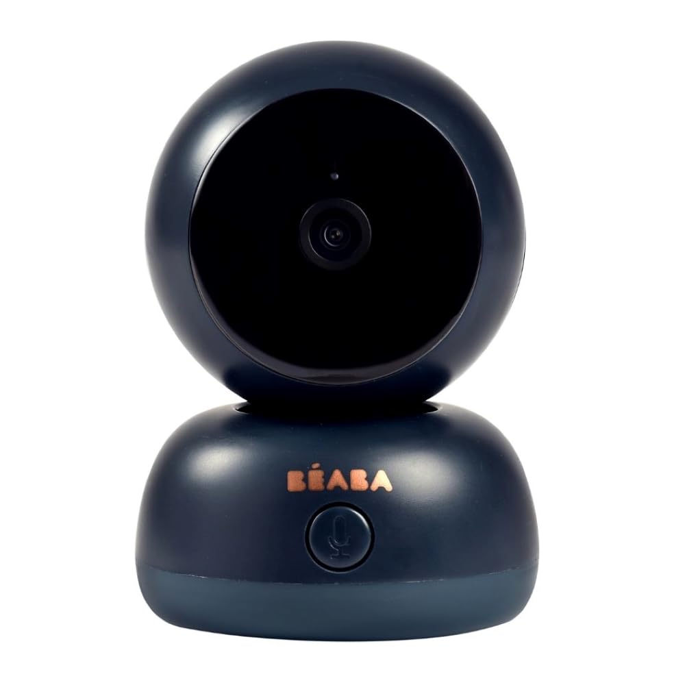 Béaba - Monitor de bebé 2 en 1, Pantalla/aplicación móvil dedicada, cámara HD, rotación de 360°, visión Nocturna, walkie-Talkie, Canciones de Cuna, Control de Temperatura y Humedad, Zen Premium Blue