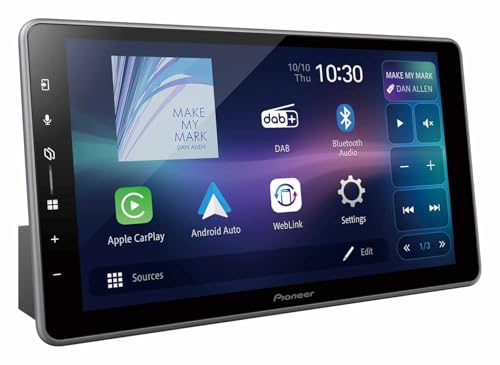 Pioneer SPH-DA97DAB-UNI2 Media Center 2DIN Panel táctil capacitiva de 9.0" con Wi-Fi, Bluetooth, Apple CarPlay, Android Auto y Dab+, Ecualizador gráfico de 13 Bandas