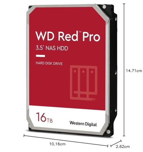 WD Red Pro 16TB NAS Disco Duro Interno 3,5" – 7200 RPM Clase, SATA 6Gb/s, CMR, 512MB Caché