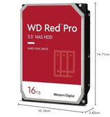 WD Red Pro 16TB NAS Disco Duro Interno 3,5" – 7200 RPM Clase, SATA 6Gb/s, CMR, 512MB Caché