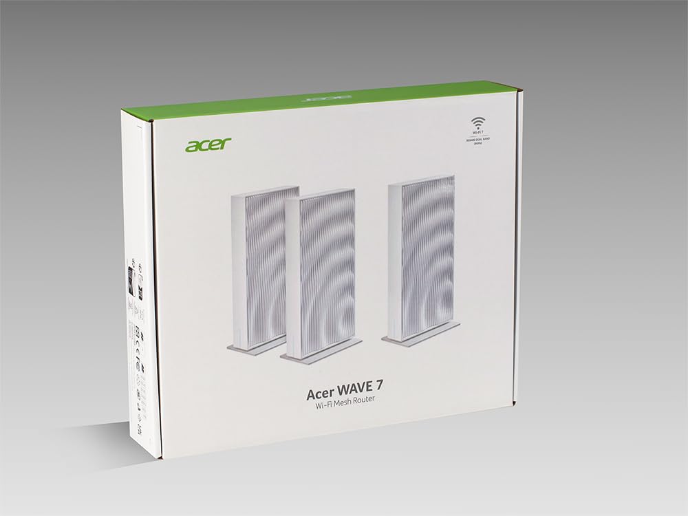 ACER- Pack de 3 routers de Malla WiFi Connect W7, WiFi 7 hasta 6,4 Gbps, Sistema de Malla, MLO, soporta 6 GHz, 5 GHz, 2,4 GHz y 320 MHz, múltiples Puertos ethernet