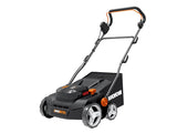 WORX Nitro WG855E.9 - Escarificador de batería y aireador de césped (hasta 400 ㎡, Ancho de Trabajo de 36 cm, Motor sin escobillas, 4 Niveles de Ajuste de Altura, Incluye Bolsa de Hierba de 40 L, sin