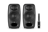 IK Multimedia iLoud Micro Monitor Pro - Par - Monitores de estudio compactos, de 2 vías, biamplificados, altamente portátiles y controlados digitalmente. Incluye micrófono ARC. Color negro.