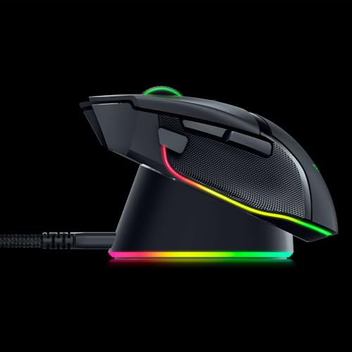 Razer Mouse Dock Pro & Charging Puck - Base de carga inalámbrica magnética & módulo para ratones compatibles, Hyperspeed 4K, iluminación 8 RGB Chroma) - Negro