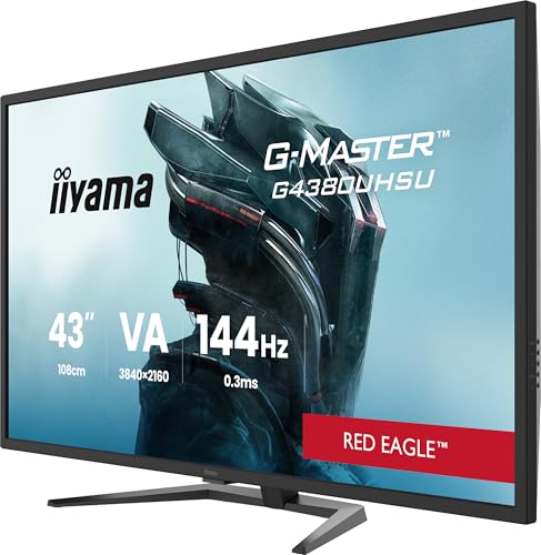 iiyama G-Master G4380UHSU-B2 43 Pulgadas VA, 144Hz, 0.3ms (MPRT), 4K UHD, FreeSync Premium, 2 x HDMI 2.1/DP/USB/USB-C (7.5W), 2 x 7W Altavoces, Control Remoto