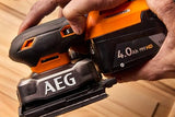 AEG BFS18SBL-14-0 - Lijadora vibratoria (18 V, 1/4 hojas, 7000 a 12000 osc/min, fijación de velcro o pinza (sin batería)