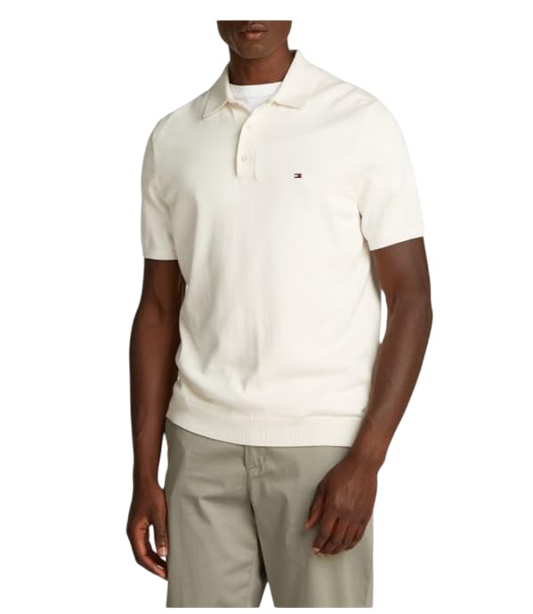 Tommy Hilfiger Polo de manga corta Hombre Essential Cotton Knitted Dick, Marfil (Ivory Petal), M