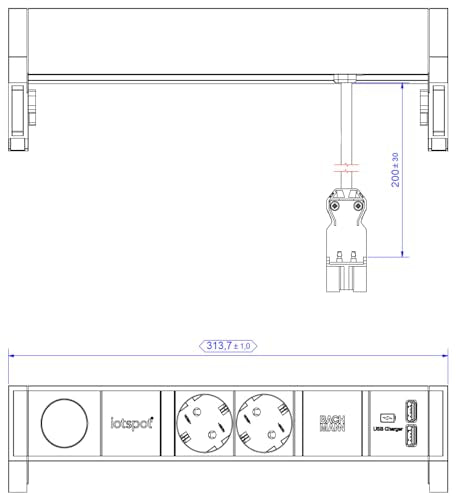 BACHMANN DESK2 1 x IOTspot 2 x Contacto de protección, Cargador USB