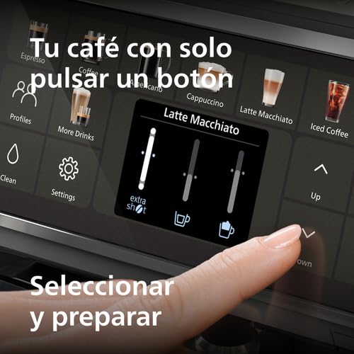 Philips Cafetera Espresso Totalmente Automática Serie 5500-20 Cafés Calientes y con Hielo, Sistema de Leche LatteGo de Limpieza Rápida, 40% más Silenciosa con SilentBrew, QuickStart, Gris (EP5544/50)