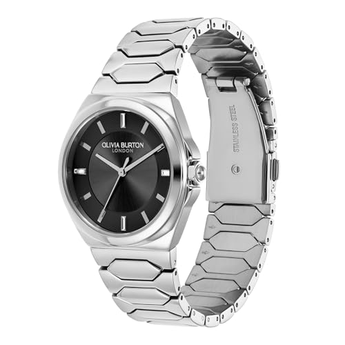 Olivia Burton Reloj Analógico de Cuarzo Multifunción para Mujer Colección Lustre Collection con Correa en Acero Inoxidable