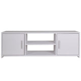 BAKAJI Mueble de TV de Madera MDF aparador con Base de televisión, 2 Compartimentos Abiertos, para Videojuegos y 2 Puertas, tamaño 110 x 35 x 36 cm, Color Blanco, diseño Moderno