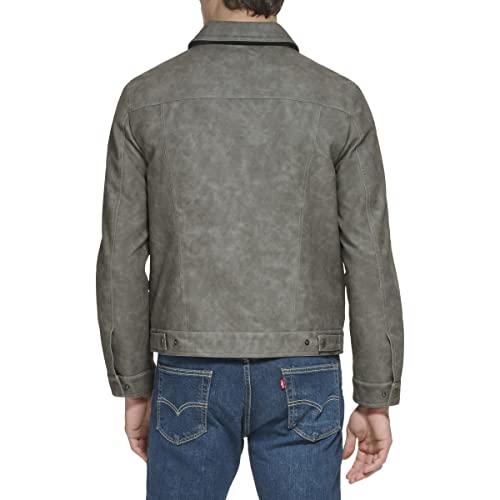Levi's Chaqueta clásica para camionero de piel sintética para hombre, gris claro, M