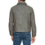 Levi's Chaqueta clásica para camionero de piel sintética para hombre, gris claro, M