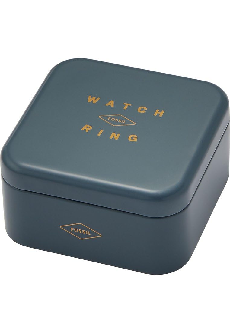 Fossil Reloj Ring para Mujer, Movimiento de Cuarzo a Dos Agujas con Correa de Acero Inoxidable, Oro Rosa y Purpurina