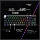 Logitech G PRO X 60% LIGHTSPEED, Miniteclado inalámbrico para gaming, mecánico compacto, RGB LIGHTSYNC, Bluetooth, teclas de PBT, interruptores ópticos GX táctiles, QWERTY US, Negro
