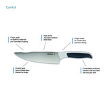 Zyliss E920263 Comfort Juego de Cuchillos de Cocina 7 Piezas, Acero Inoxidable Japonés, Mango Gris/Blanco, Set de Cuchillos Cocina con Portacuchillos, Apto Para Lavavajillas