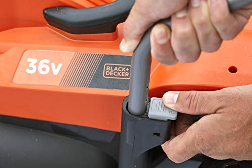 BLACK+DECKER BCMW3336N-XJ - Cortacésped eléctrico de 36V, Ancho de corte de 33 cm, 5 alturas ajustables de 25 a 65 mm, Cuchilla de acero, Ideal hasta 600m², Depósito 35L, No incluye batería/cargador