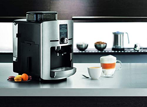 KRUPS Espresseria Latt, Tanque 1,7 L, 1450 W, Cafetera de grano de acero, Trituradora, Cappuccino de un solo toque, Limpieza automática, Presión de 15 bares, Hecho en Francia YY4201FD