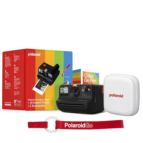 Polaroid Go Generation 2 - Mini cámara instantánea Negra + Paquete de película (16 Fotos Incluidas) y Accesorios Go (álbum de Fotos + Correa de muñeca) - 6541
